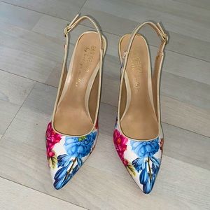 Ann Marino floral sling back heels